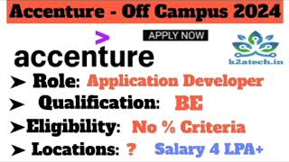 Accenture hiring Applcation Developer Fresher Experience [upl. by Dodd553]