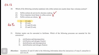 2023 DSE Biology MC Paper 1A Q20 點解反射動作Reflex action 會較快？ [upl. by William217]