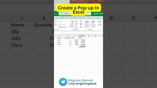 Create a Pop up In Excel [upl. by Brag]