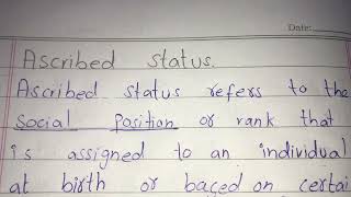 Ascribed vs achieved status with example  easy wording shortnotes sociologyquestion [upl. by Zoarah]