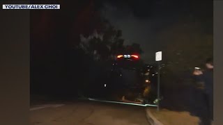 Viral video shows Tesla flying through Echo Park neighborhood [upl. by Esinel]