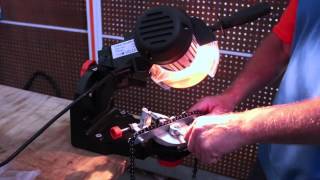 How to use a Pro Chainsaw Sharpener Grinder [upl. by Allenod]