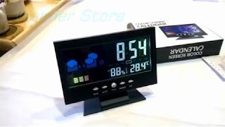 Desktop Clock Calendar LED Colors Screen With Humidity  Temperature amp Alarm [upl. by Oicirtap243]