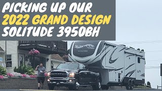 Picking Up Our 2022 Grand Design Solitude 3950BHR  Full Time RV Family  Moving into an RV [upl. by Marris]