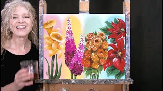 Learn How to Paint quotFOUR SEASONS FLOWERSquot with Acrylic Paint  Paint and Sip at Home  Fun Tutorial [upl. by Haras353]