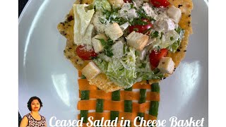 Caesar Salad in Crispy spiced Parmesan Cheese Basket shorts caesarsalad parmesan healthyfood [upl. by Hamehseer]