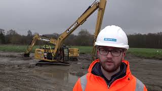 Flannery Plant Hire working with a long reach Cat [upl. by Assiron]