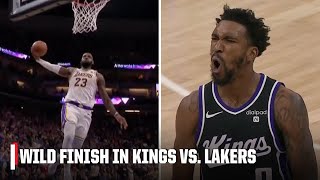 WILD FINISH 😱 Kings hold off the Lakers in OT in downtothewire game 😤  NBA on ESPN [upl. by Aihsei]