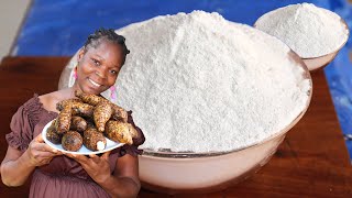 Cooking Technology How To Make Cocoyam Flour At Home With Just One Ingredient  Cocoyam Recipe [upl. by Ahsikcin]