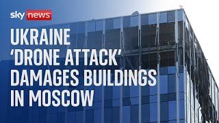 Aftermath of Drone attack on glass buildings in Moscow [upl. by Poyssick]