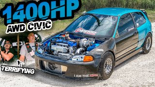 1400HP AWD Civic is Terrifyingly FAST FRUSTRATE EG Ridealong FASTEST Honda on the Street [upl. by Assilat]