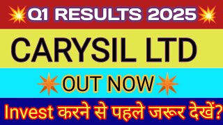 Carysil Q4 Results 🔴 Acrysil India Share Latest News 🔴 Acrysil Results 🔴 Acrysil Share Latest News [upl. by Slavin514]