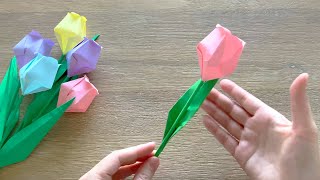 Origami Tulip Flower  Origami Flower Paper Tulip [upl. by Nilatak]