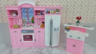 Frozen Queen Elsa doll Barbie Kitchen set Cozinha Elsa Barbie cocinaエルサ人形バービーキッチン [upl. by Cletis]