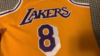 Kobe Bryant Jersey Authentic Mitchell And Ness Gold 8 Review 4K [upl. by Nosauq]