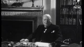 Winston Churchill addresses the nation following defeat of Germans 1945 [upl. by Ainsley]