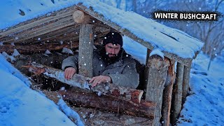 Building Complete and Warm Dugout Shelter for the Winter cozy fireplace amp clay roof [upl. by Ahselrac]