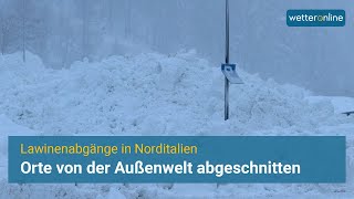 Nach Lawinenangängen Orte in Norditalien von Außenwelt abgeschnitten [upl. by Einimod]