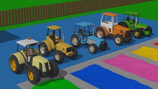 Learn colors on colored Tractors  Colorful Tractors and Excavators  Kolorowy Traktor i Koparki [upl. by Orvil]