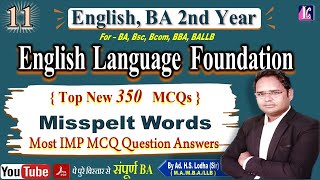 11 English Language  Foundation course  Misspelt Words  Important MCQs  BA 2nd year [upl. by Eahcim]