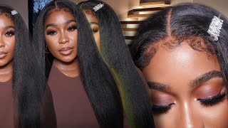 BEST WIG OF 2023 NEW METHOD  NATURAL HAIRLINE Kinky STRAIGHT Edges  GLUELESS INSTALL  Junoda [upl. by Etnahc805]