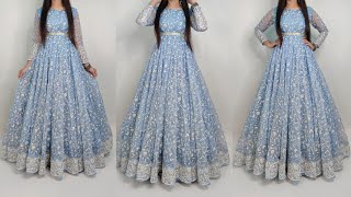 Organic anarkali frock cutting and stitching party wear long frock design umbrella frock cutting [upl. by Hacceber]