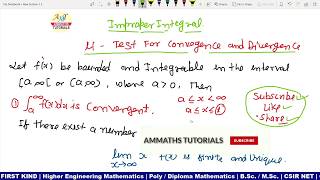 24 u Test of improper integral for convergence  Convergence of Improper integral [upl. by Aicul]