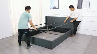 Wayfair ——BlakeLee Upholstered Side Opening Storage Ottoman Bed Assemble Video [upl. by Novert]