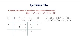 5 Factorizar usando el método de los divisores binómicos 𝑄𝑥𝑥4−4𝑥3−𝑥216𝑥−12 [upl. by Aneerehs178]