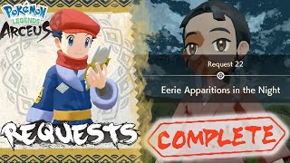 Pokemon Legends Arceus Request 22 Walkthrough quotEerie Apparitions in the Nightquot Wisp Location Guide [upl. by Selrahc453]