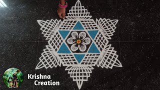 Easy Padi Kolam Design with 5x3 dots  Simple Padi Kolam  Beautiful Rangoli  Padi kolam Muggulu [upl. by Clough]