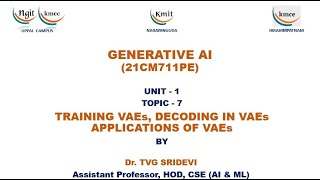 UNIT  1TRAINING VAEs DECODING IN VAEs APPLICATIONS OF VAEs [upl. by Nordgren]