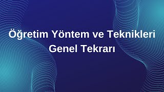 Öğretim Yöntem ve Teknikleri 3 [upl. by Yv]