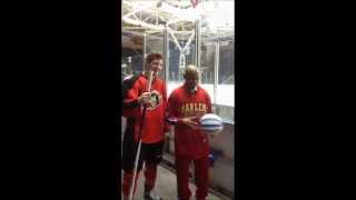 The Harlem Globetrotters Scooter Christensen visits Portland Pirates Practice [upl. by Anauqat]