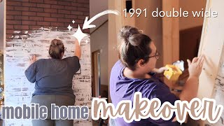 EXTREME MOBILE HOME MAKEOVER  1991 double wide mobile home renovations  modern farmhouse  ep12 [upl. by Nylarahs]