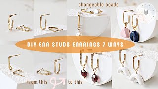 Ear Studs Earring  Dainty Hoops and Studs Ideas with Beads and Wire  DIY Tutorial [upl. by Giddings]