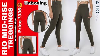 RIO MidRise Treggings With Concealed Zipper🔥Best Women Trouser 336Rs  Ajio Sale  Unboxing It [upl. by Zel150]