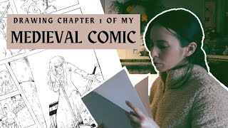 Drawing the first chapter of my medieval comic  Studio Vlog [upl. by Lari823]