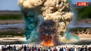 Horrible Today Live Footage eruption of Yellowstone Volcano threatens millions of people Terrible [upl. by Aland]