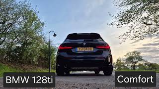 BMW 128ti  stock exhaust OPF  sound difference between comfort mode and sport mode [upl. by Laeno]