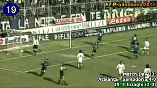 Filippo Inzaghi  156 goals in Serie A part 14 144 Parma Atalanta Juventus 19951998 [upl. by Nimra]