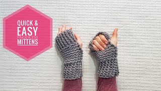 How to Loom Knit Quick amp Easy Fingerless Mittens DIY Tutorial [upl. by Atnohsal]