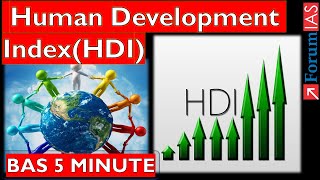 Human Development IndexHDI  UNDP  Forum IAS  BAS 5 MINUTE [upl. by Tullusus]