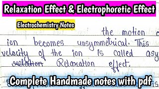 Relaxation Effect And Electrophoretic Effect  Electrochemistry  physical chemistry kanhaiyapatel [upl. by Lazare]