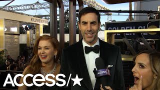 Sacha Baron Cohen amp Isla Fisher Joke That Theyre Down With Limo Love  Access [upl. by Aylmer]