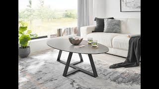 Couchtisch quotElbingquot Keramik grau mit schwarz 120 x 70 cm [upl. by Aneral]