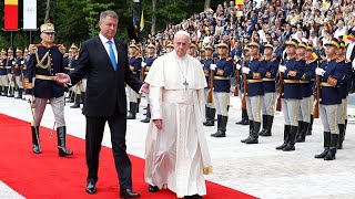 Pope Francis arrives in Bucharest for threeday visit to Orthodox Romania [upl. by Irdua]