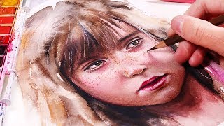 How to Paint Portraits with WATERCOLORS  COLORED PENCILS [upl. by Idou]