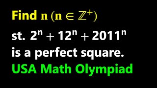 USA Math Olympiad  Find Integer N Such That The Algebraic Expression Is A Perfect Square [upl. by Arannahs]