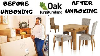 UNBOXING AND ASSEMBLING OUR NEW DINNING SET FROM OAK FURNITURE LAND [upl. by Joella]